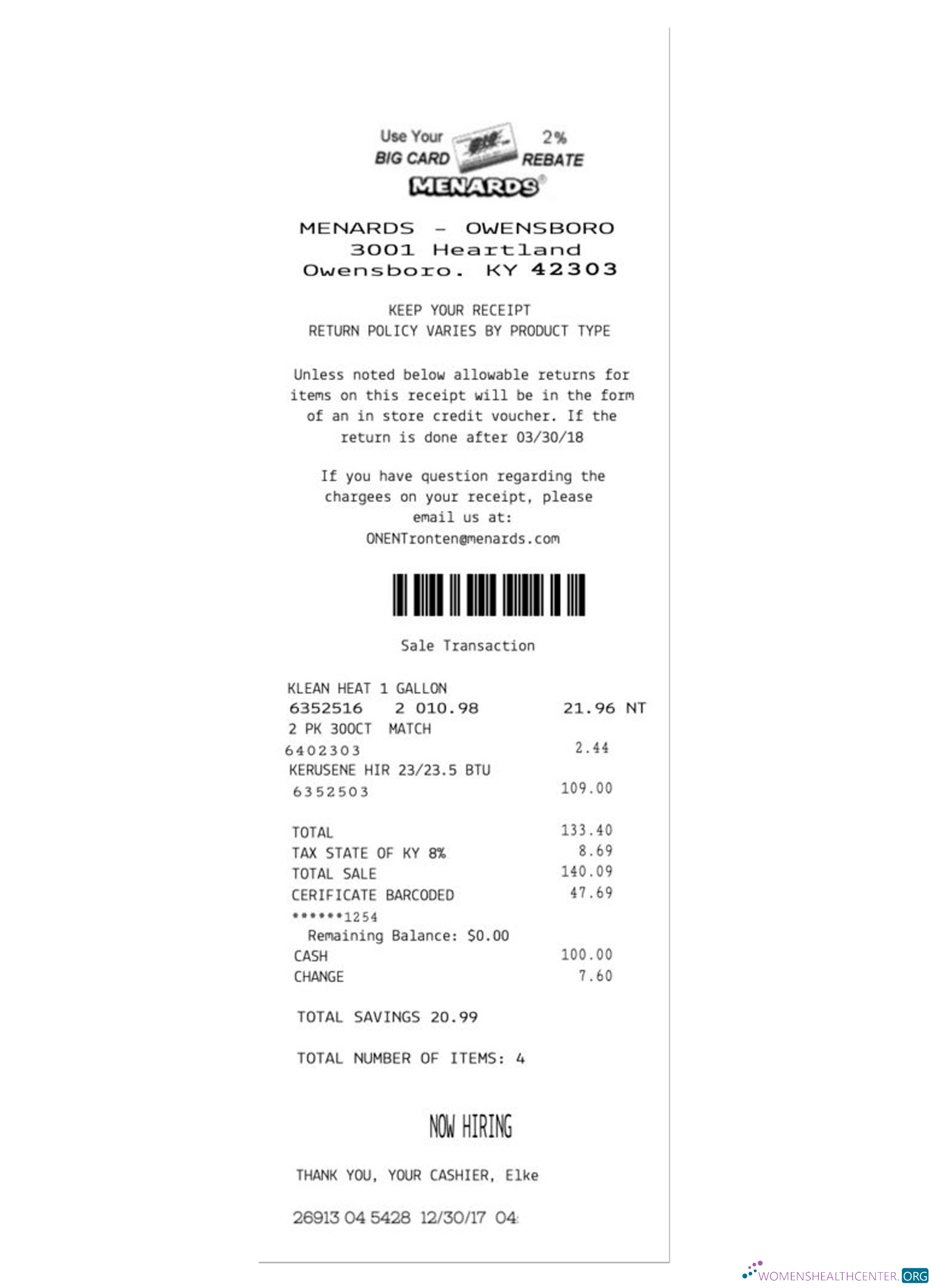 Download MENARDS payment receipt Photoshop template